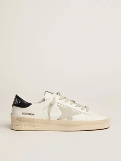 Cheap Golden Goose Stardan masculino com estrela de suede cinza gelo e talão preto Cor: branco