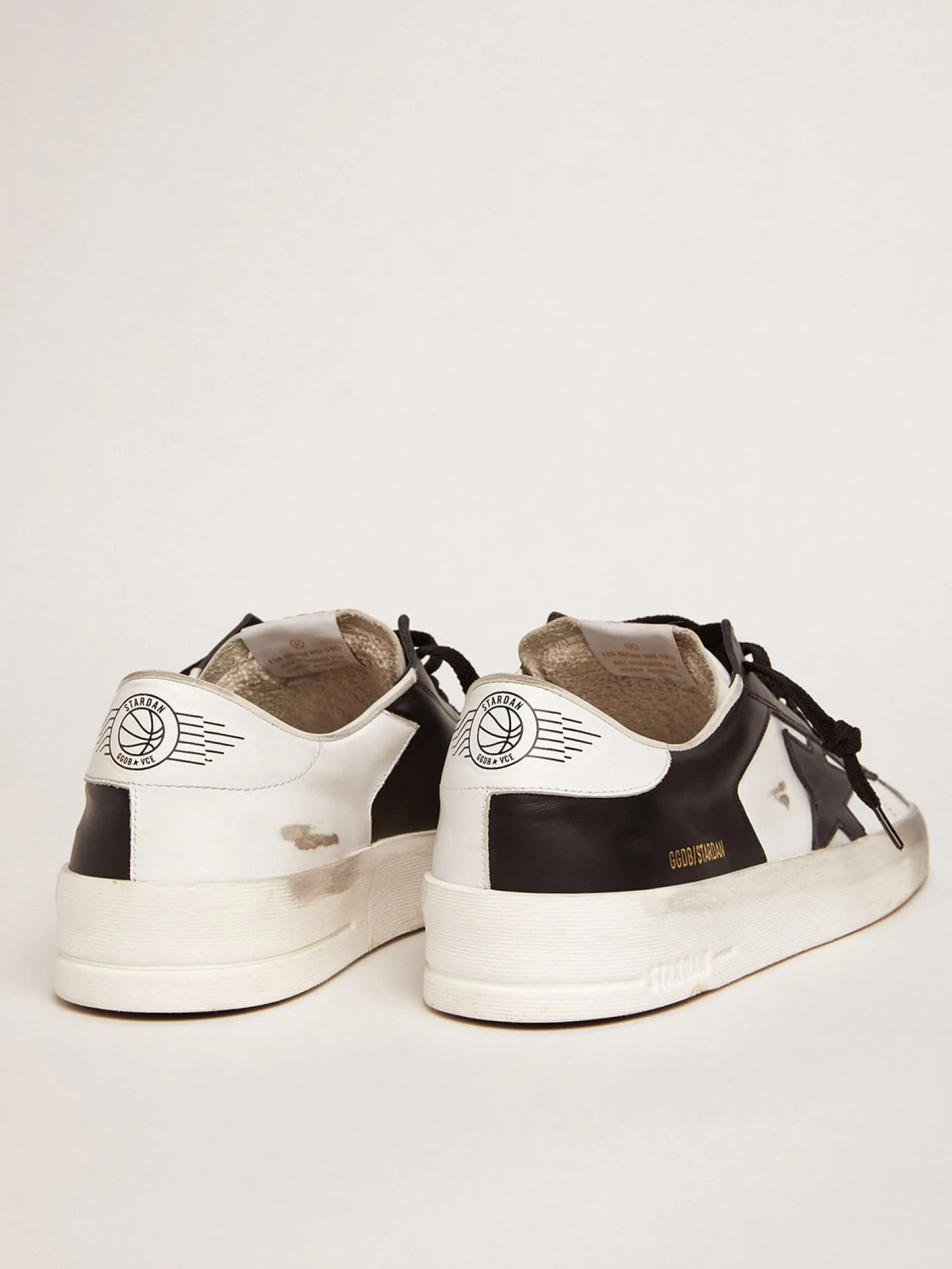 Hot Golden Goose Stardan masculino de couro branco e preto Cor: branco e preto