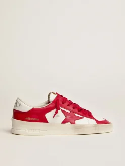 New Golden Goose Stardan masculino de couro branco e vermelho Cabedal de couro branco e vermelho