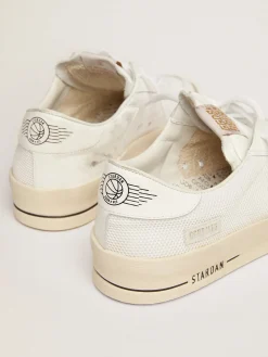 Outlet Golden Goose Stardan masculino de tela branca com estrela de suede preto Cabedal de tela branca