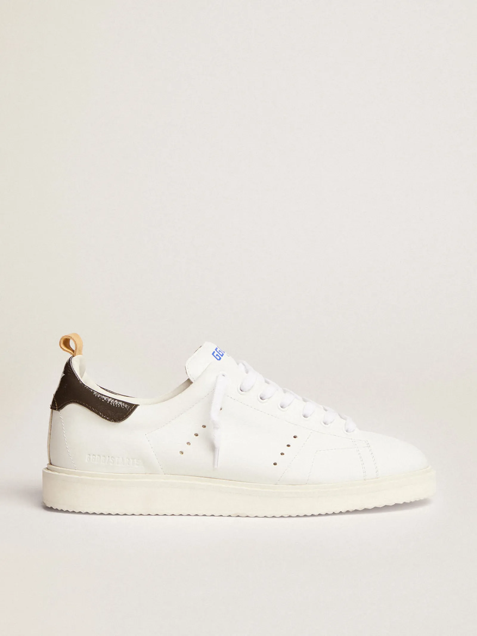 Fashion Golden Goose Starter Masculino de naplak branco com talão de couro envernizado Cabedal em naplak branco