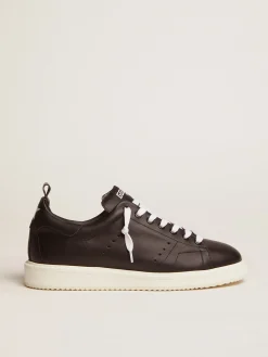 Shop Golden Goose Starter sneakers in total black leather Main material: 100% cowhide leather