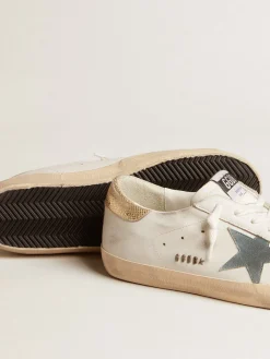 Cheap Golden Goose Super-Star com estrela de suede e talão de couro estampa de píton platinado Cor: branco