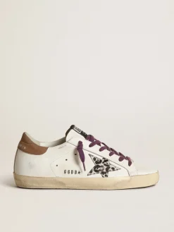 Cheap Golden Goose Super-Star com estrela de cavalinho leopardo e talão de nubuk marrom Cor: branco
