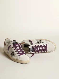 Cheap Golden Goose Super-Star com estrela de cavalinho leopardo e talão de nubuk marrom Cor: branco