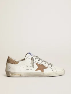 Flash Sale Golden Goose Super-Star com estrela de suede tabaco e talão bege Cor: branco