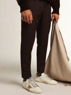 Flash Sale Golden Goose Super-Star com estrela de suede tabaco e talão bege Cor: branco