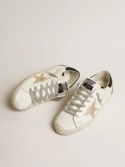 Clearance Golden Goose Super-Star com estrela dourada e talão de glitter preto Cor: branco