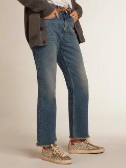 Cheap Golden Goose Super-Star de glitter platina com estrela de suede havana-rosado Cabedal de glitter platina