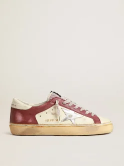 Store Golden Goose Super-Star de napa com inserções bordô e estrela prateada Cabedal de napa na cor creme com inserções de couro bordô