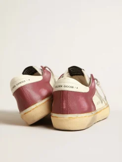 Store Golden Goose Super-Star de napa com inserções bordô e estrela prateada Cabedal de napa na cor creme com inserções de couro bordô