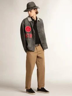 Fashion Golden Goose Super-Star de napa preta com estrela e talão de suede preto Cabedal de napa preta