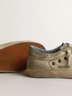 Fashion Golden Goose Super-Star de náilon com estrela serigrafada preta e talão de suede Cabedal de náilon bege