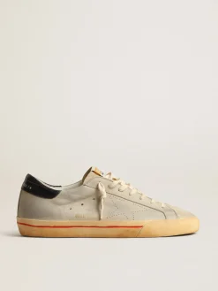 Outlet Golden Goose Super-Star de nubuk cinza com estrela perfurada e talão azul Cabedal de nubuk cinza gelo
