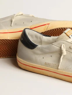 Outlet Golden Goose Super-Star de nubuk cinza com estrela perfurada e talão azul Cabedal de nubuk cinza gelo