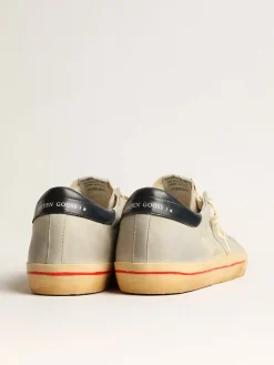 Outlet Golden Goose Super-Star de nubuk cinza com estrela perfurada e talão azul Cabedal de nubuk cinza gelo