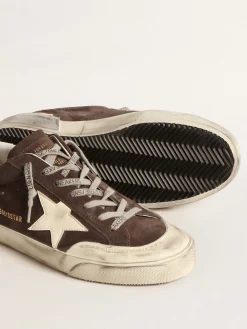 Flash Sale Golden Goose Super-Star de suede cinza com estrela e talão de napa cor cru Cabedal de suede cinza escuro