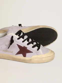 Fashion Golden Goose Super-Star de suede lilás com estrela marrom e talão dourado Cabedal de suede lilás