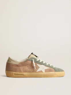 Fashion Golden Goose Super-Star de suede marrom e verde com estrela de napa branca Cabedal de suede marrom claro