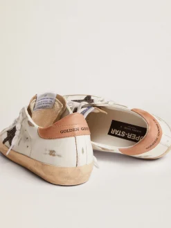 Discount Golden Goose Super-Star feminino com estrela de glitter preto e talão rosa Cor: branco