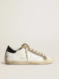 Flash Sale Golden Goose Super-Star feminino com estrela perfurada e talão azul-noite Cor: branco