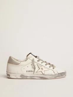 Hot Golden Goose Super-Star feminino com reforço prateado brilhante e inscrições de metal Cabedal: 100% couro bovino