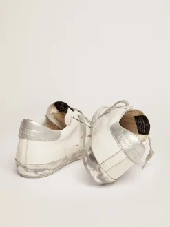 Hot Golden Goose Super-Star feminino com reforço prateado brilhante e inscrições de metal Cabedal: 100% couro bovino
