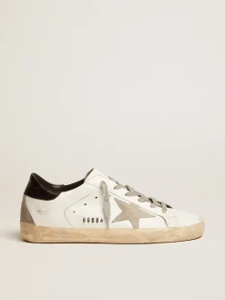 Cheap Golden Goose Super-Star feminino com talão preto e inscrições de metal Cabedal: 100% couro bovino