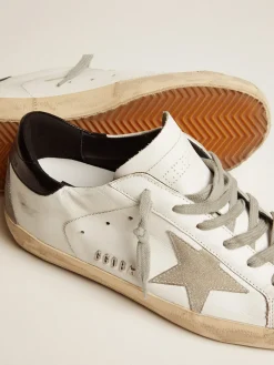 Cheap Golden Goose Super-Star feminino com talão preto e inscrições de metal Cabedal: 100% couro bovino