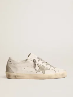 Store Golden Goose Super-Star Feminino de base vegetal com estrela de suede gelo Cabedal de base vegetal branco