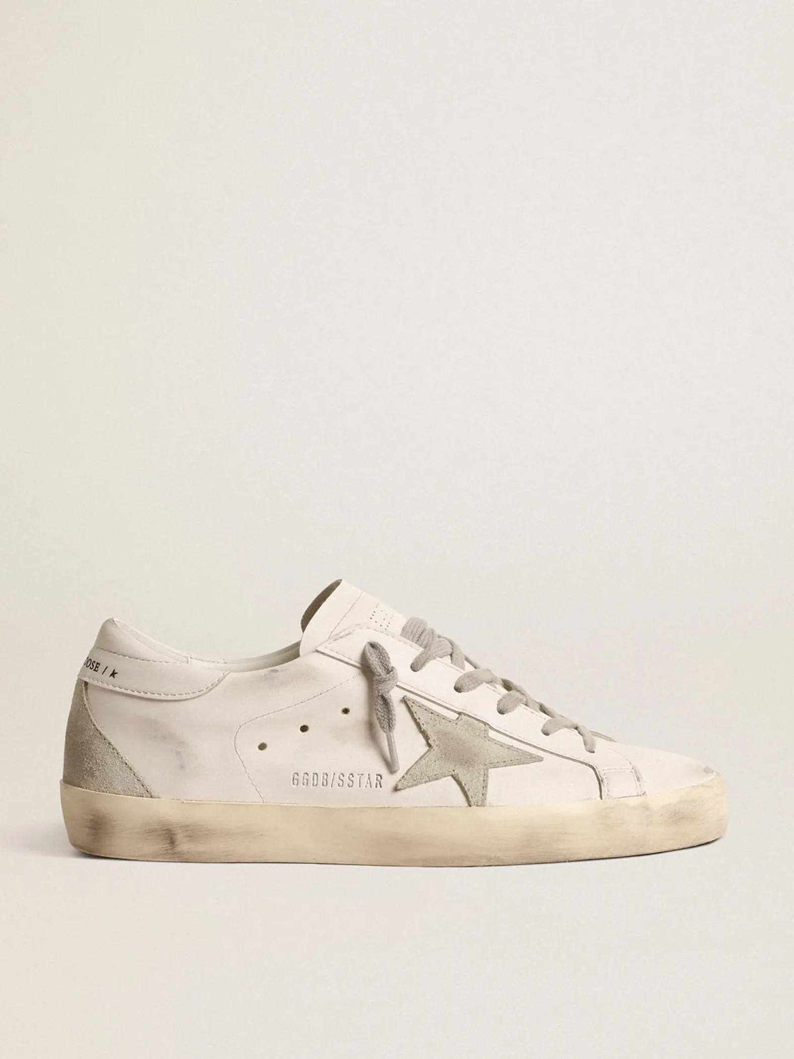 Store Golden Goose Super-Star Feminino de base vegetal com estrela de suede gelo Cabedal de base vegetal branco