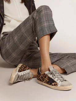 Shop Golden Goose Super-Star feminino de couro com estampa de leopardo Material principal: 100% couro bovino