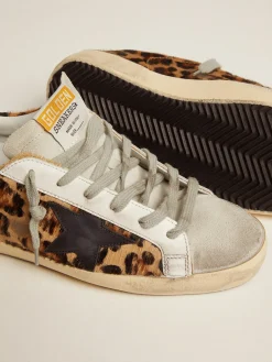 Shop Golden Goose Super-Star feminino de couro com estampa de leopardo Material principal: 100% couro bovino
