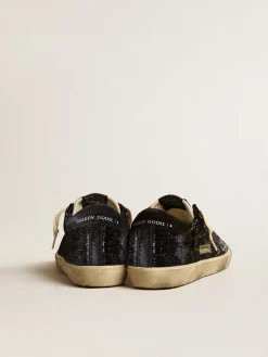 Discount Golden Goose Super-Star Feminino de veludo e suede pretos com estrela de suede preto Cabedal de veludo e suede pretos