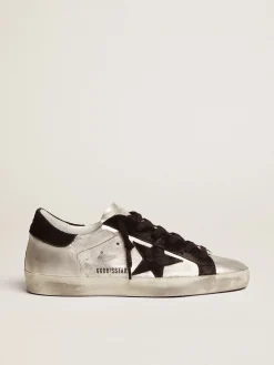 Cheap Golden Goose Super-Star feminino e couro prateado com inserções em contraste Material principal: 80% couro caprino, 20% couro bovino