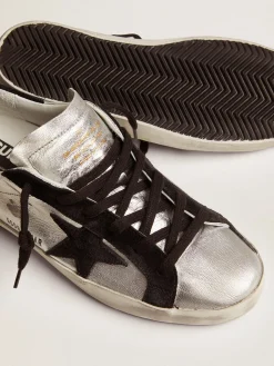 Cheap Golden Goose Super-Star feminino e couro prateado com inserções em contraste Material principal: 80% couro caprino, 20% couro bovino