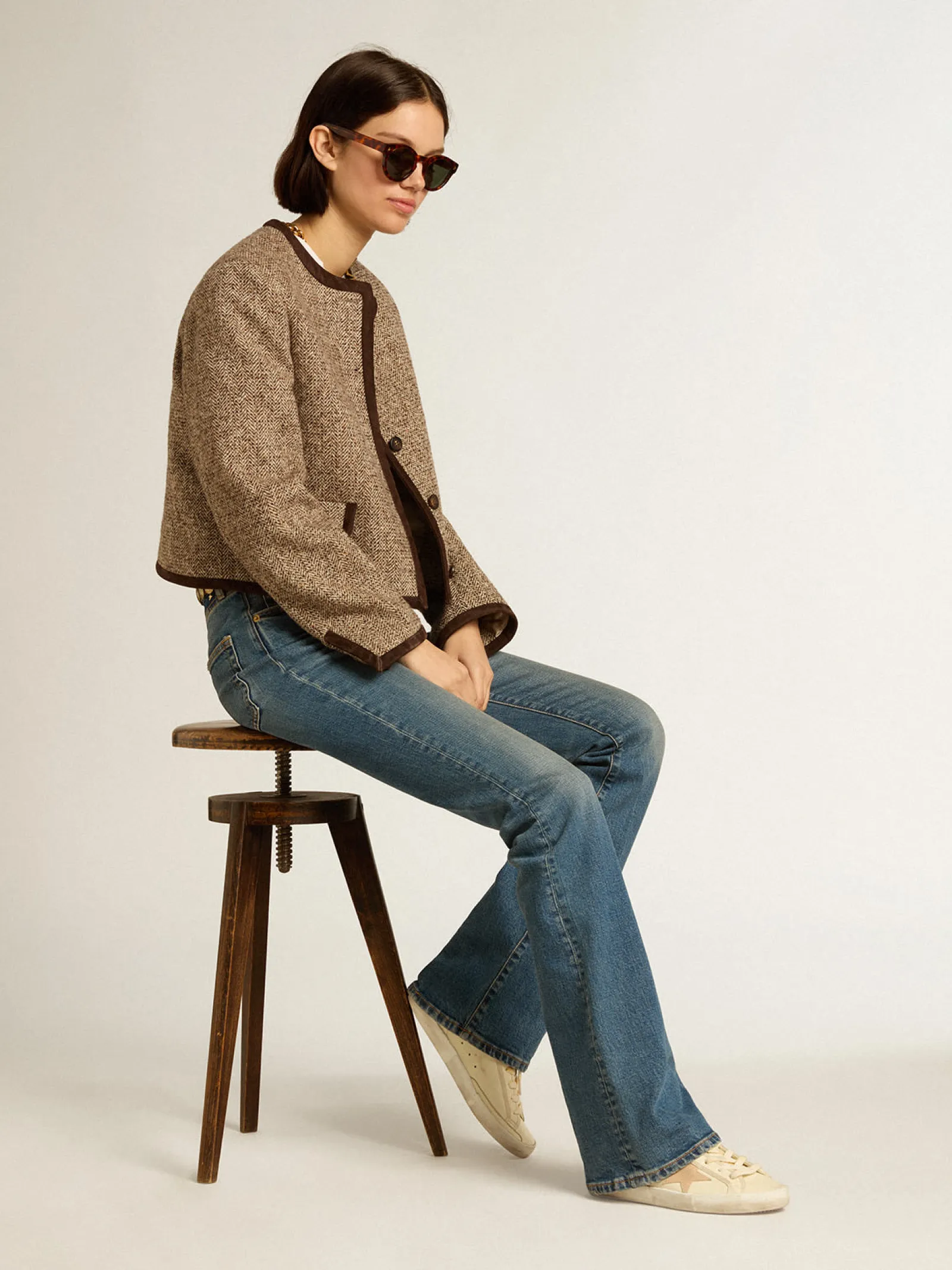 Clearance Golden Goose Super-Star Feminino LTD de napa com estrela e talão de suede Cabedal de napa branca