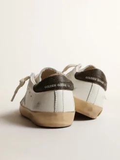 Sale Golden Goose Super-Star Junior de napa com estrela estampada e talão preto Cabedal de napa branca