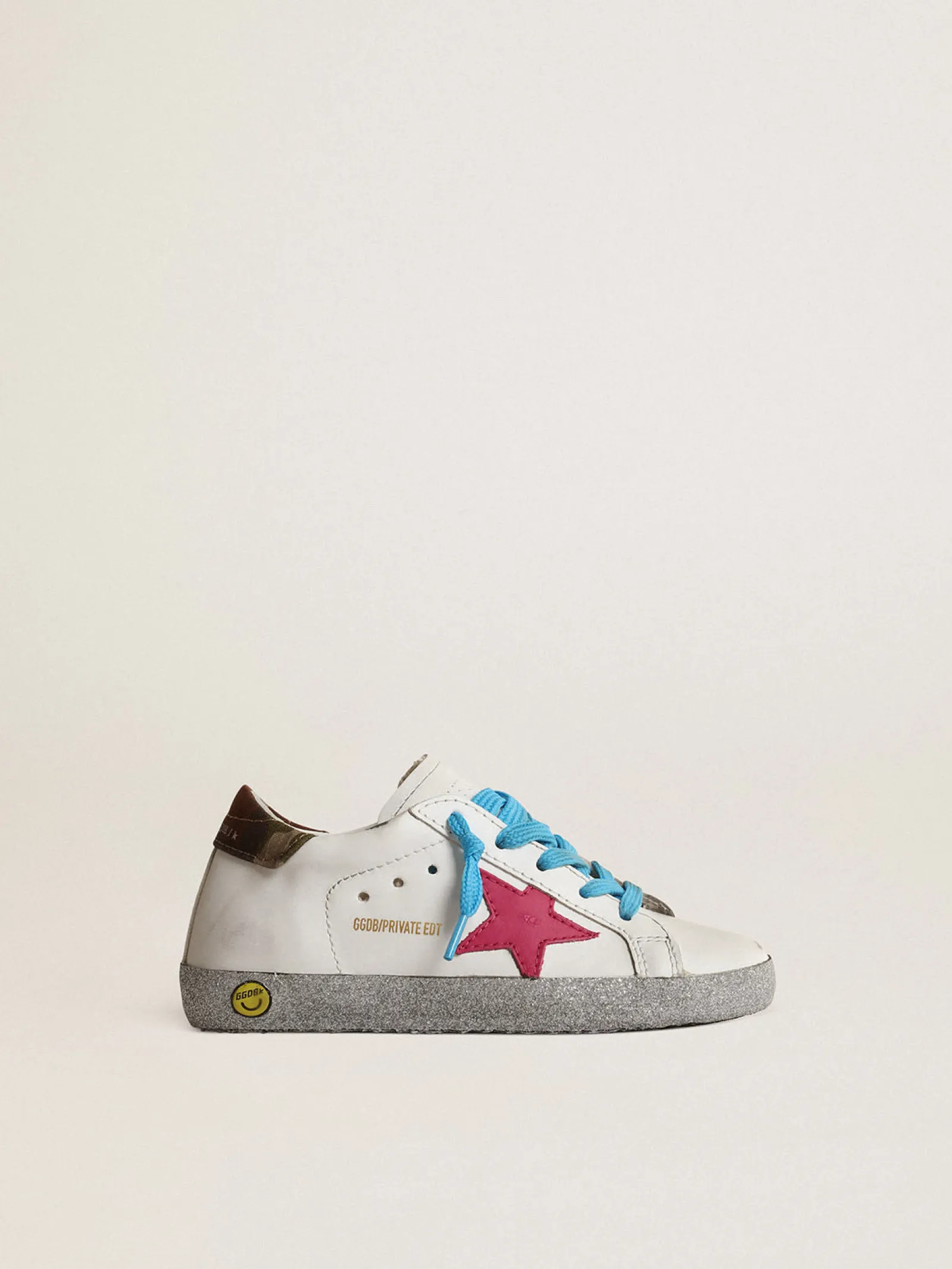 Cheap Golden Goose Super-Star junior LTD com estrela fúcsia e reforço em glitter Cabedal de couro
