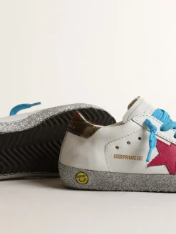 Cheap Golden Goose Super-Star junior LTD com estrela fúcsia e reforço em glitter Cabedal de couro