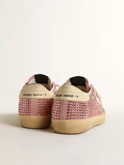 Shop Golden Goose Super-Star LTD com estrela de suede e cristais Swarovski rosa Cabedal de suede rosa antigo com cristais Swarovski all-over