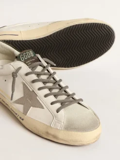 Sale Golden Goose Super-Star LTD com estrela com estampa de crocodilo e talão verde Cor: branco
