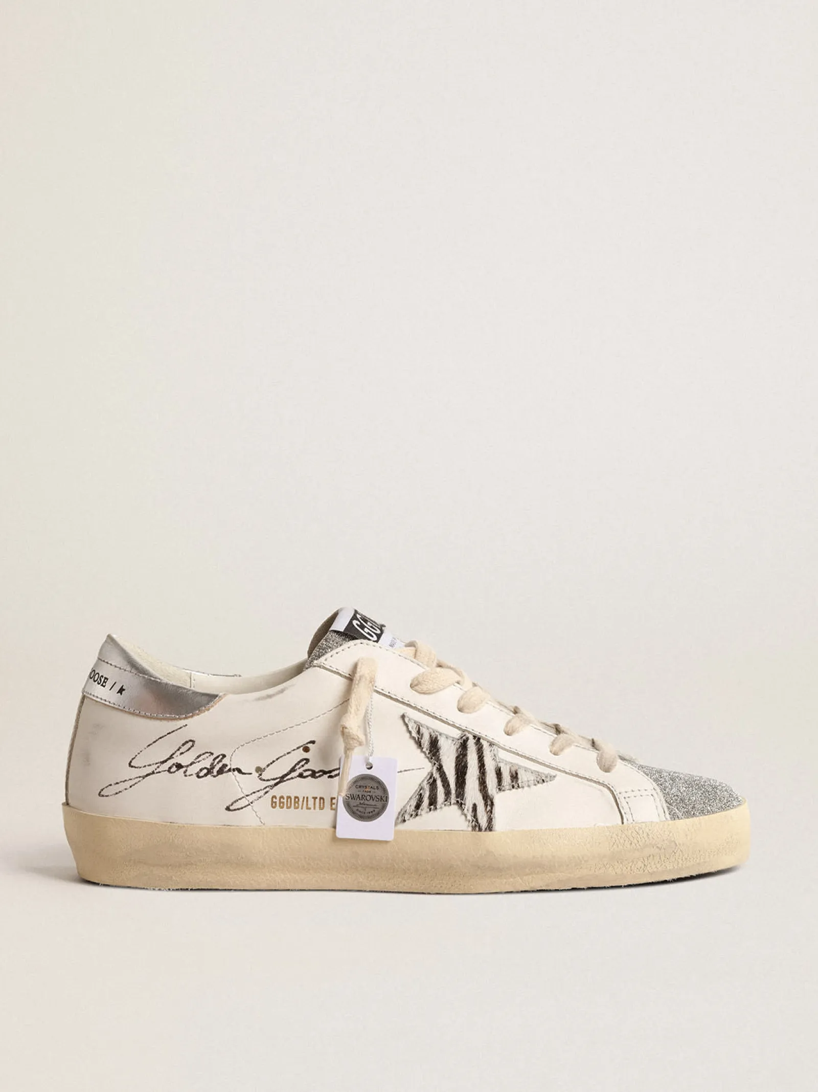 Clearance Golden Goose Super-Star LTD com lingueta de cristais Swarovski prateados Cor: branco