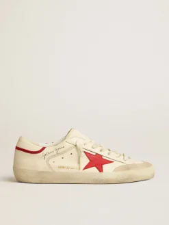 Online Golden Goose Super-Star LTD de napa com estrela de couro vermelho e biqueira de suede perolado Cabedal de napa branca