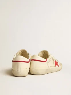 Online Golden Goose Super-Star LTD de napa com estrela de couro vermelho e biqueira de suede perolado Cabedal de napa branca