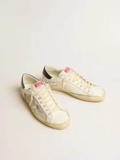 Clearance Golden Goose Super-Star LTD de tela e couro com estrela prateada e talão azul Cabedal de tela e couro brancos