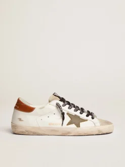 Clearance Golden Goose Super-Star masculino com estrela de lona verde-oliva Cor: branco