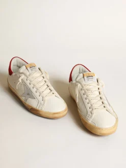 Flash Sale Golden Goose Super-Star masculino com estrela de couro metálico prateado Cabedal de napa branca