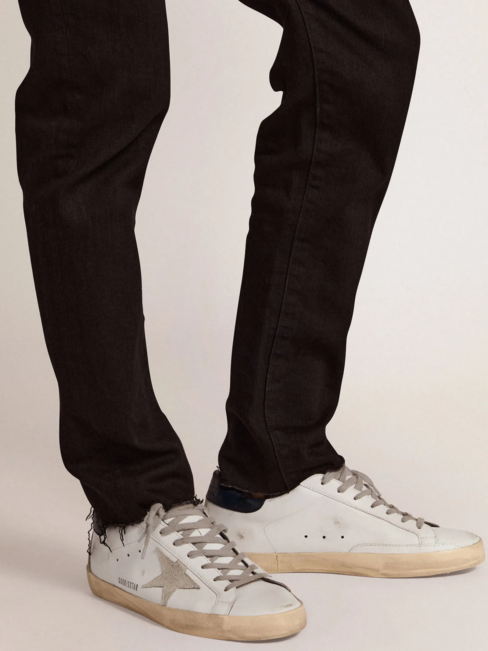 Clearance Golden Goose Super-Star masculino com estrela de suede e talão azul Cabedal: 100% couro bovino