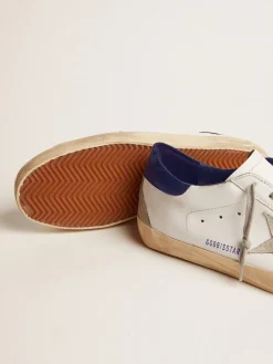 Clearance Golden Goose Super-Star masculino com estrela de suede e talão azul Cabedal: 100% couro bovino